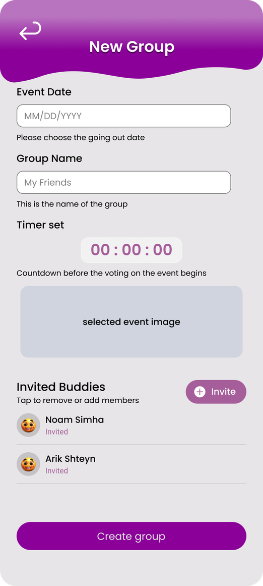 Mood Match group info screen