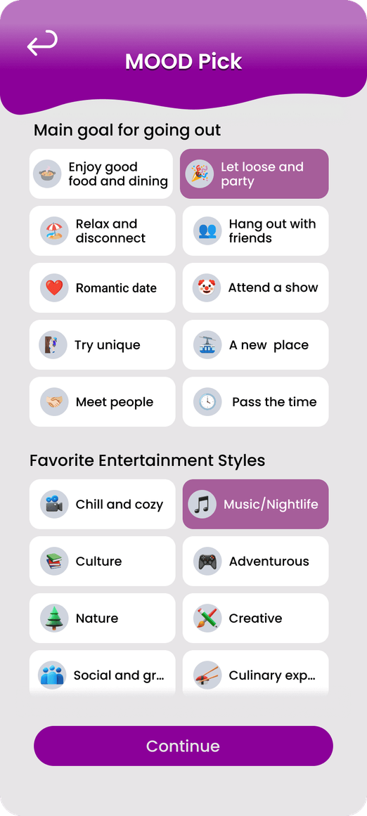Mood Match group mood screen