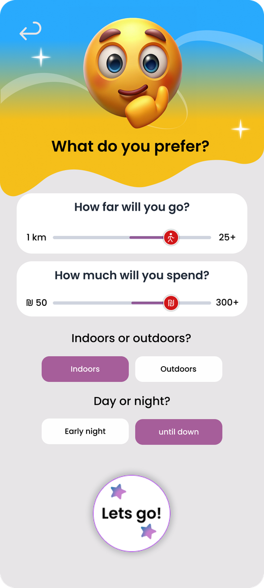 Mood Match group preferences screen