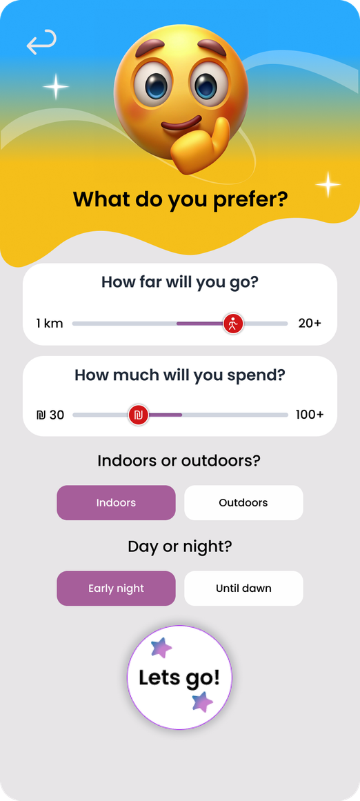 Mood Match preferences screen