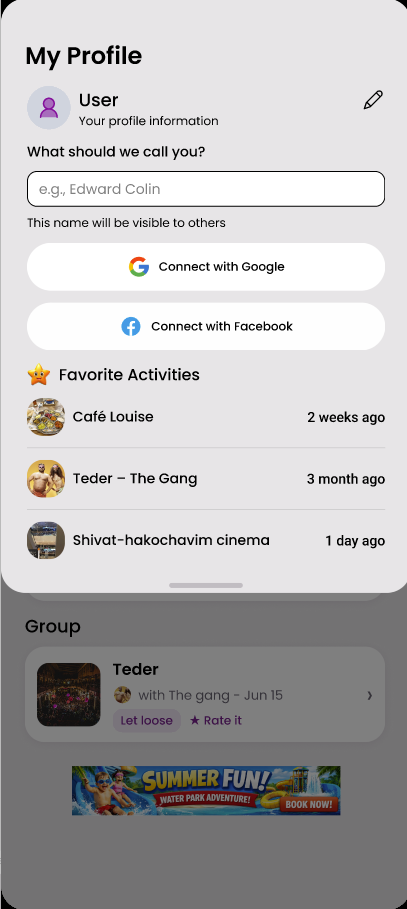 Mood Match profile screen