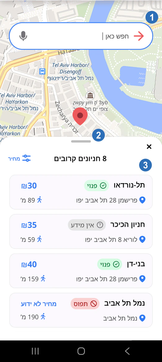 ParkAlot parking list evolution: Parking list final