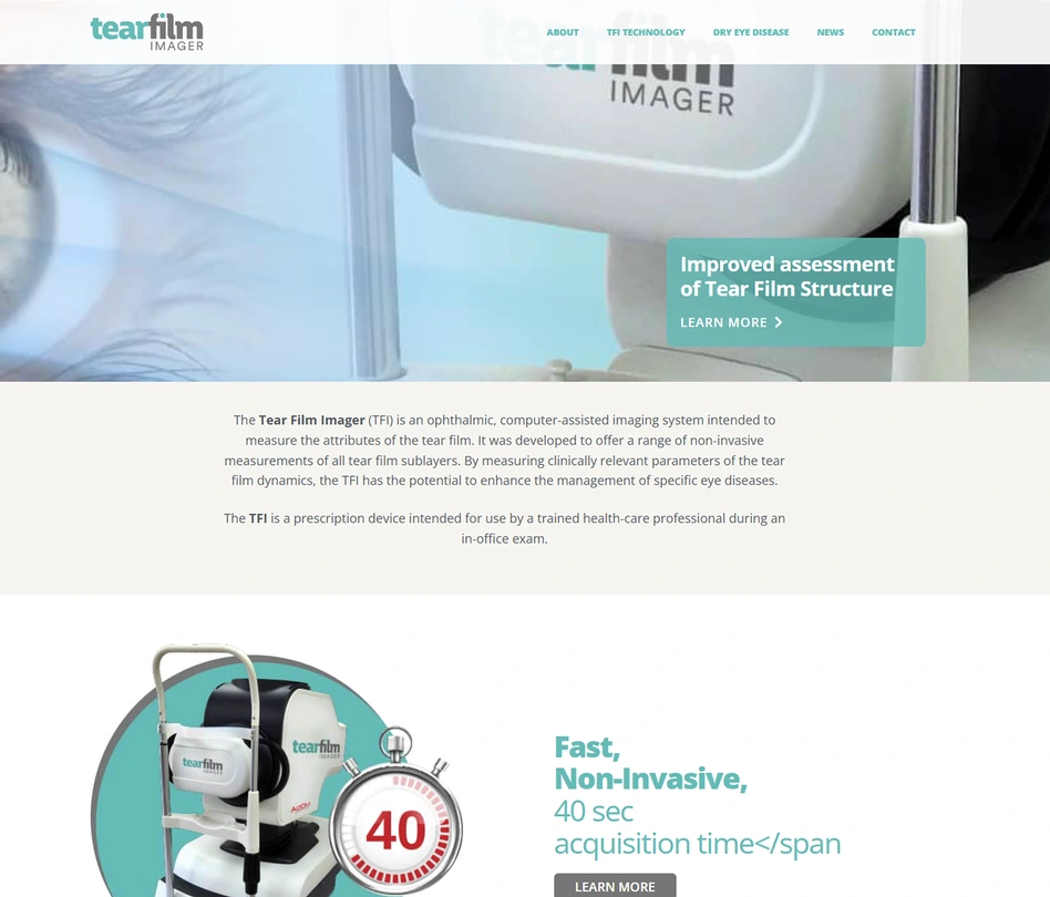 Tear Film Imager website used as inspiration for the light interface