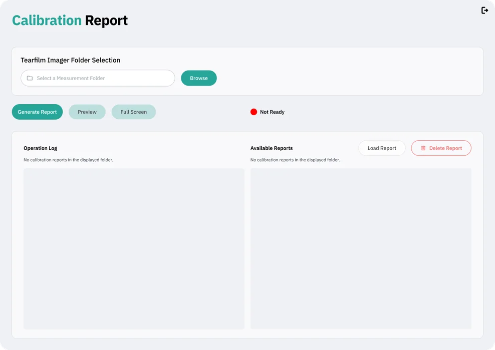 Calibration Report interface showing the corneal reference quality check